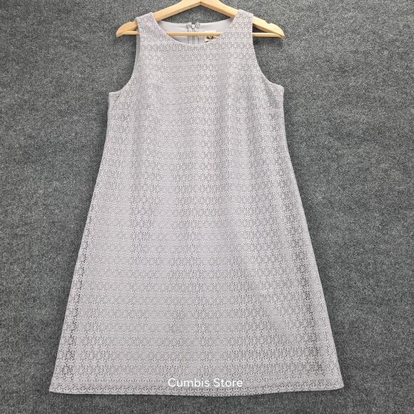 Anne Klein Dress Womens 6 Gray Lace Overlay Shift A-Line Sleeveless Back Zip - Picture 1 of 11
